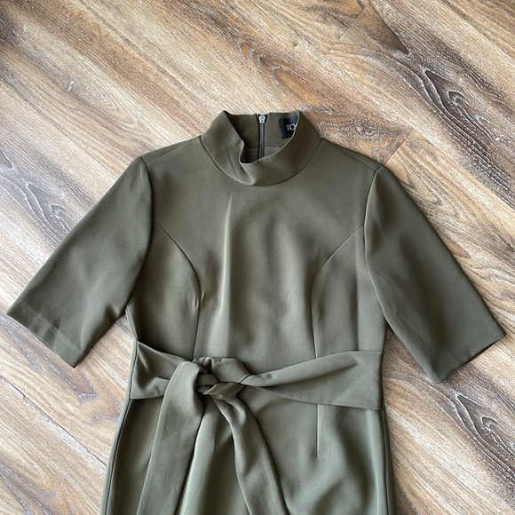 Toccin NY Tie Waist Mock Neck Sheath Dress - Picture 2 of 13